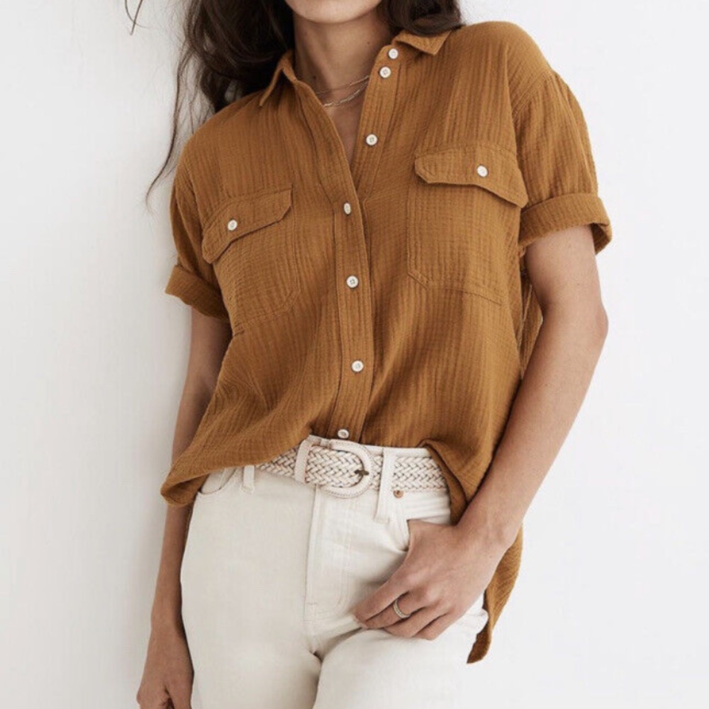 Lightspun Short-Sleeve Flap-Pocket Shirt NE218 Small